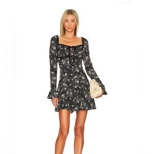 Free People Tess Mini Dress in Black Combo
